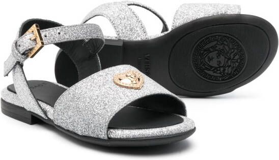 Versace Kids Medusa sandalen met glitter Zilver