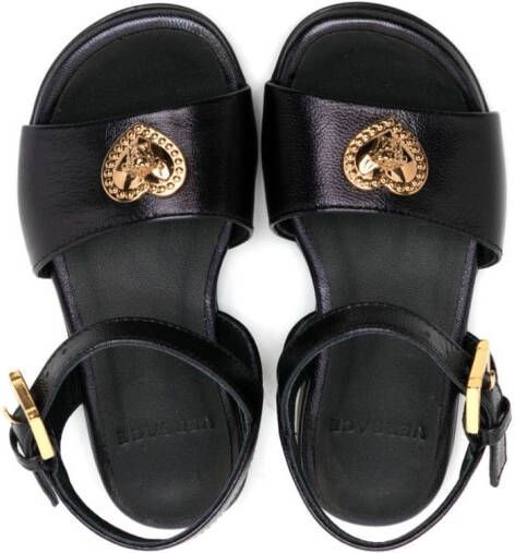 Versace Kids Heart Medusa sandalen met glitters Zwart