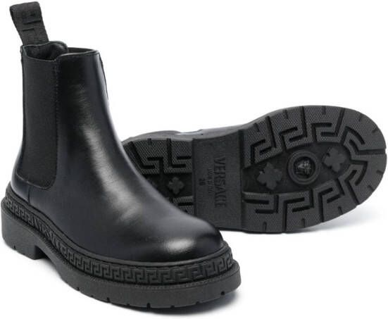 Versace Kids Leren enkellaarzen Zwart