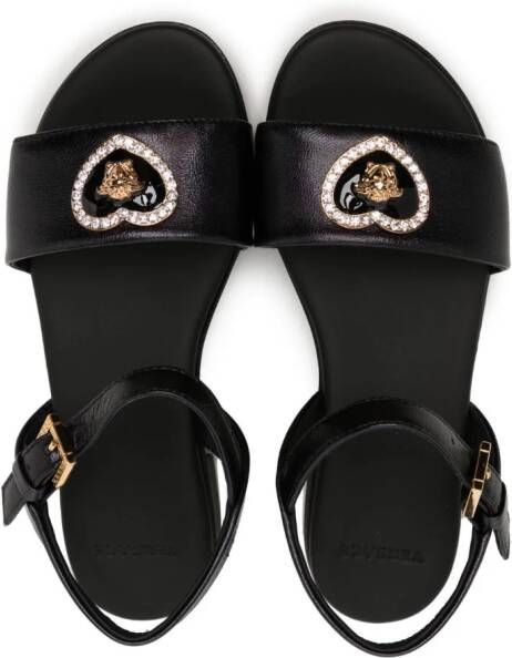 Versace Kids Leren sandalen Zwart
