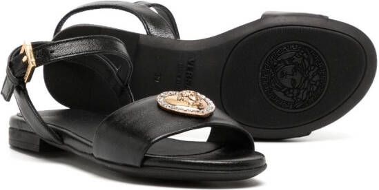 Versace Kids Sandalen met logoplakkaat Zwart