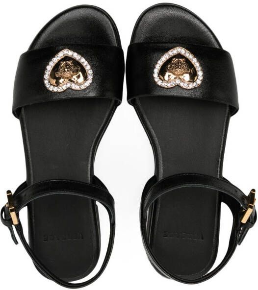 Versace Kids Sandalen met logoplakkaat Zwart