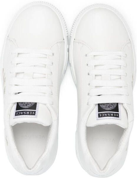 Versace Kids Seashell Baroque Greca leren sneakers Wit