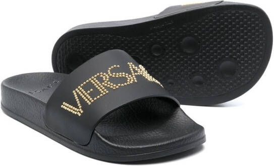 Versace Kids Slippers met logoprint Zwart
