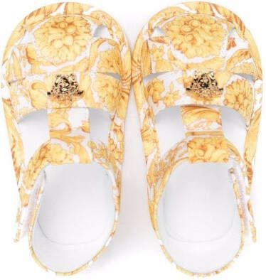 Versace Kids Medusa sandalen met barokprint Wit