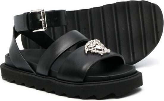 Versace Kids Sandalen met Medusa-plakkaat Zwart