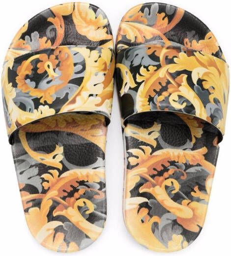 Versace Kids Slippers met barokprint Goud