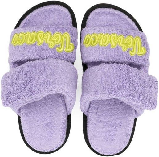 Versace Kids Slippers met logopatch Paars