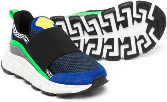 Versace Kids Sneakers met colourblocking Blauw