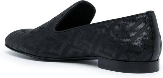 Versace La Greca slippers met jacquard Zwart