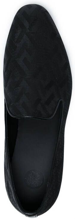 Versace La Greca slippers met jacquard Zwart