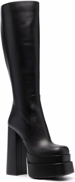 Versace Leren laarzen Zwart