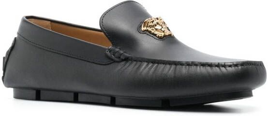 Versace La Medusa leren loafers Zwart