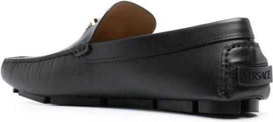 Versace La Medusa leren loafers Zwart