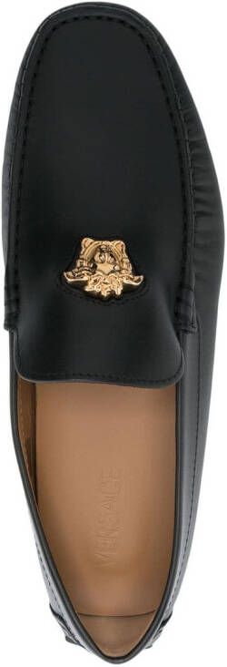 Versace La Medusa leren loafers Zwart