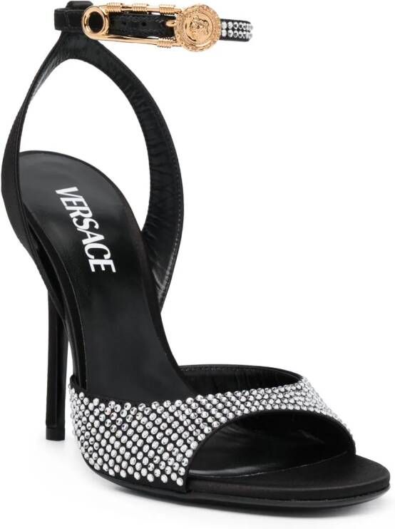 Versace Safety-Pin sandalen verfraaid met stras Zwart