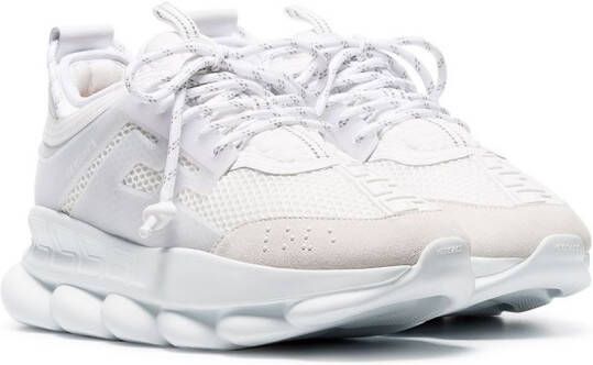 Versace leren sneakers met ketting Wit