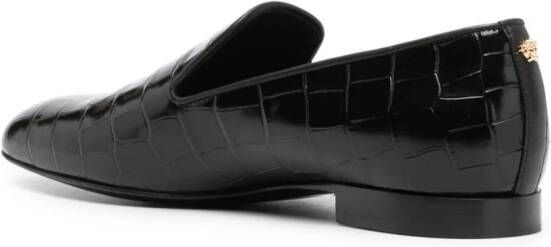 Versace Loafers met krokodillen-reliëf Zwart