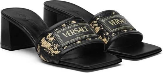 Versace 55 mm Theia Barocco raffia sandalen Zwart
