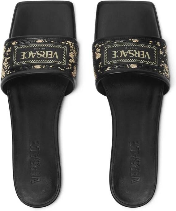 Versace Slippers met logopatch Zwart