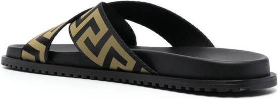 Versace Slippers met logoprint Zwart