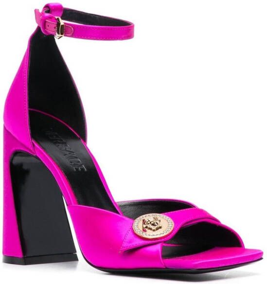 Versace Medusa 110mm satijnen sandalen Roze