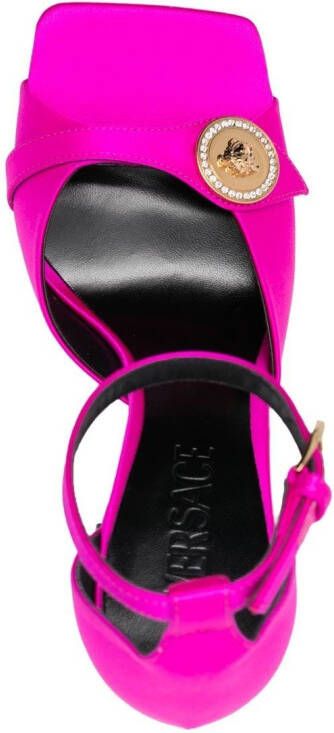 Versace Medusa 110mm satijnen sandalen Roze