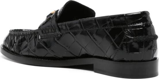 Versace Famed loafers met krokodillen-reliëf Zwart