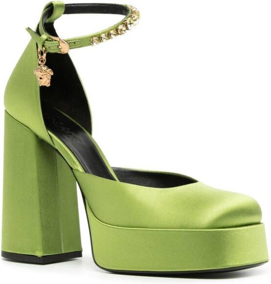 Versace Medusa Aevitas satijnen pumps Groen