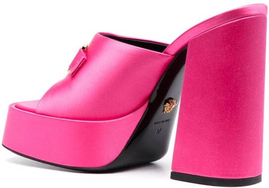 Versace Aeviras 120mm satijnen muiltjes met plateauzool Roze