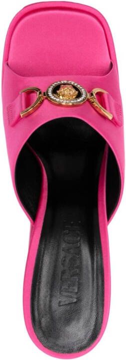 Versace Aeviras 120mm satijnen muiltjes met plateauzool Roze