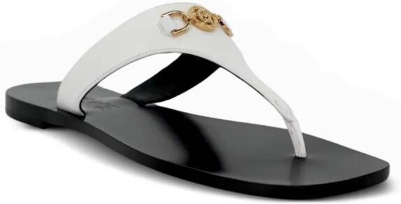 Versace Leren teenslippers met Medusa plakkaat Wit