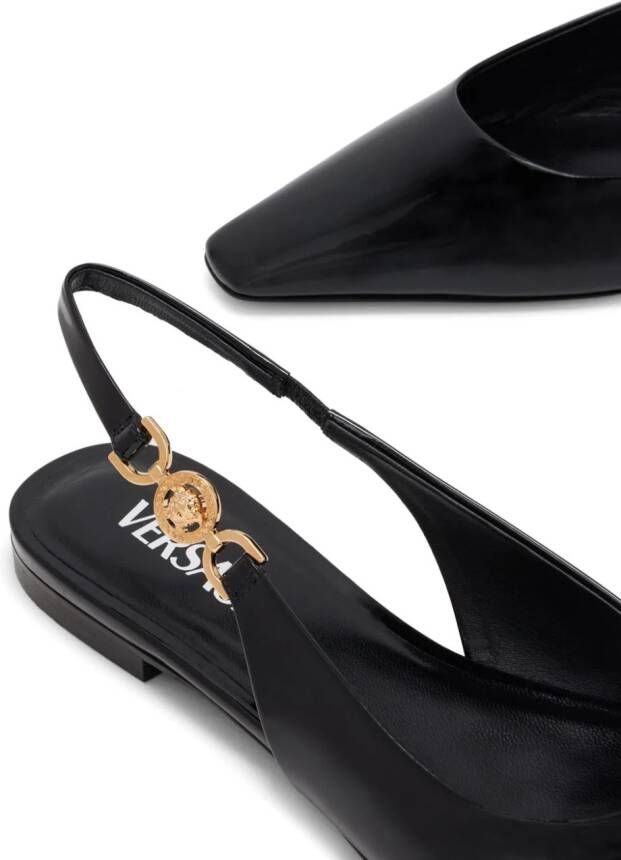 Versace Slingback ballerina's met Medusa-plakkaat Zwart