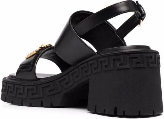 Versace Medusa sandalen met plakkaat Zwart