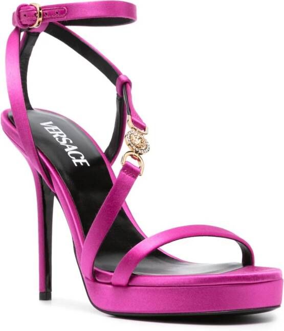 Versace Medusa satijnen sandalen Roze