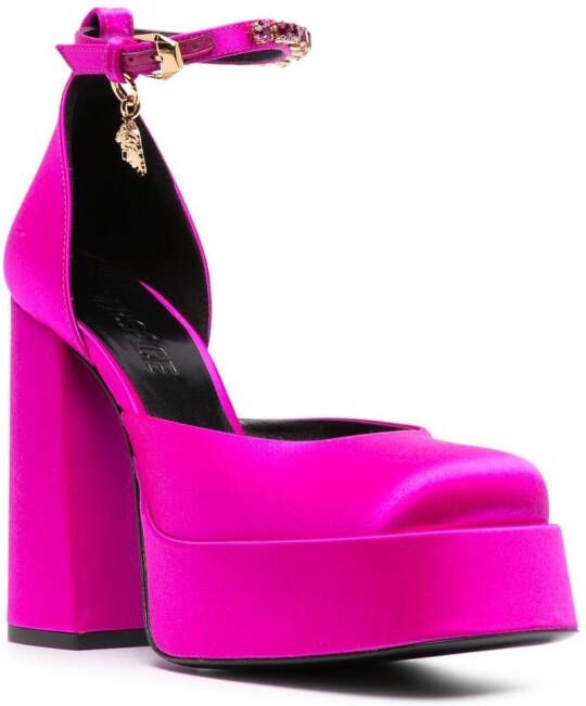 Versace Medusa satijnen pumps Roze