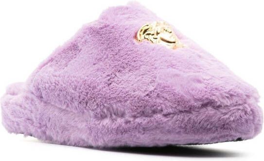 Versace Medusa slippers van imitatiebont Paars