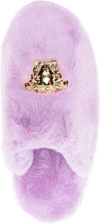 Versace Medusa slippers van imitatiebont Paars