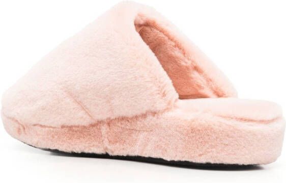 Versace Medusa slippers van imitatiebont Roze