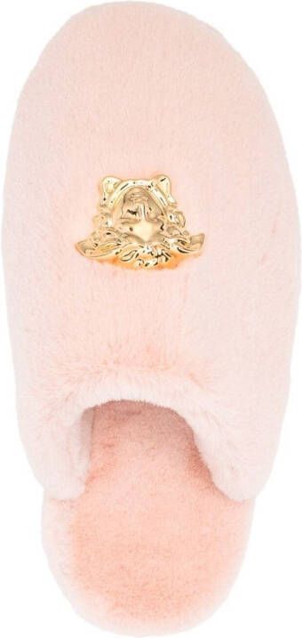 Versace Medusa slippers van imitatiebont Roze