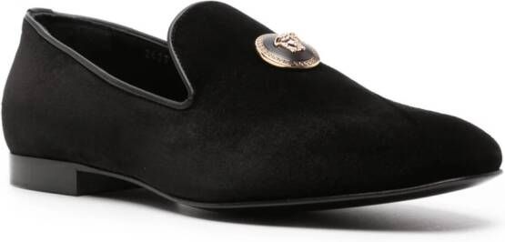 Versace Fluwelen loafers Zwart