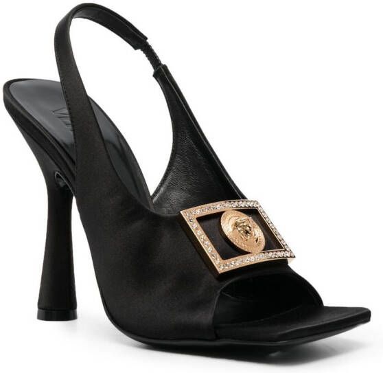 Versace Slingback sandalen met medusa plakkaat Zwart