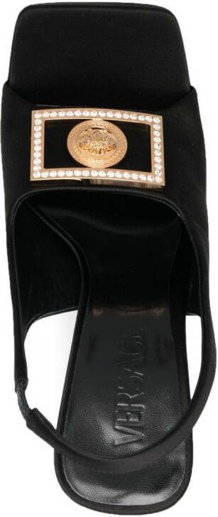 Versace Slingback sandalen met medusa plakkaat Zwart