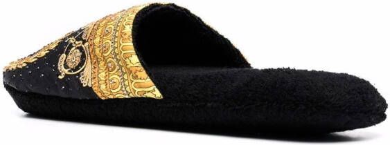 Versace Slippers met barokprint Zwart