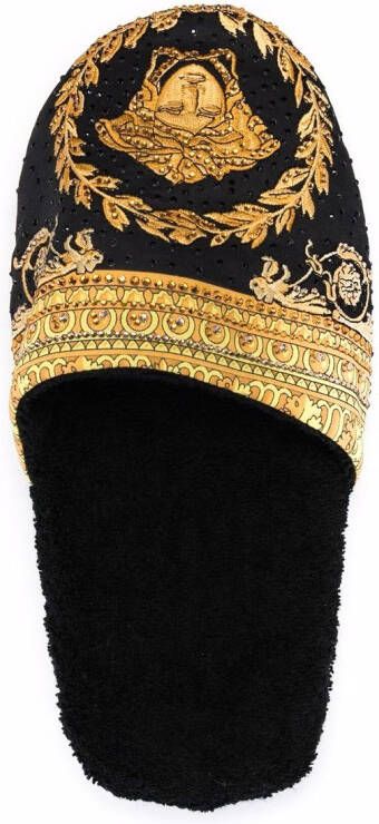 Versace Slippers met barokprint Zwart