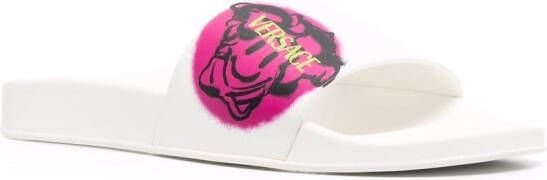 Versace Slippers met logoprint Wit