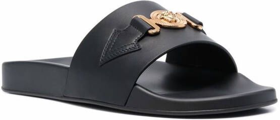 Versace Slippers met Medusa logo Zwart