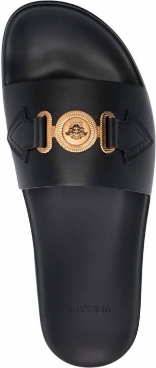 Versace Slippers met Medusa logo Zwart