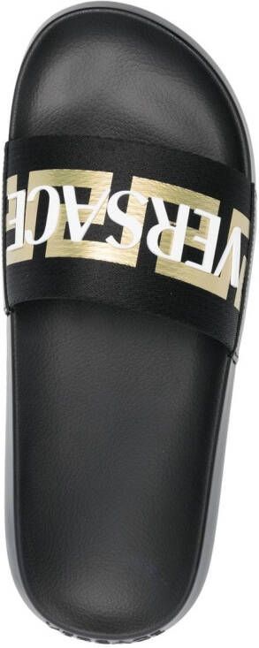 Versace Slippers met open neus Zwart