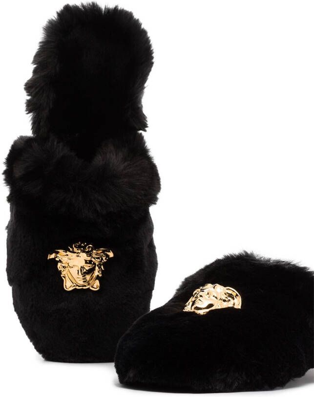Versace Slippers verfraaid met logo Zwart